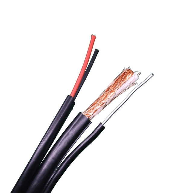 RG 59 CCA bendraašis kabelis su 1.2mm kištuku ir 2x1 mm maitinimo šaltiniu, 305m