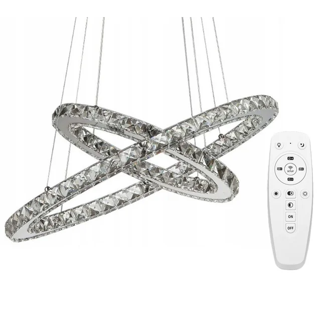 Ring Crystal Ceiling Lamp 50+30cm remote control APP418-CP