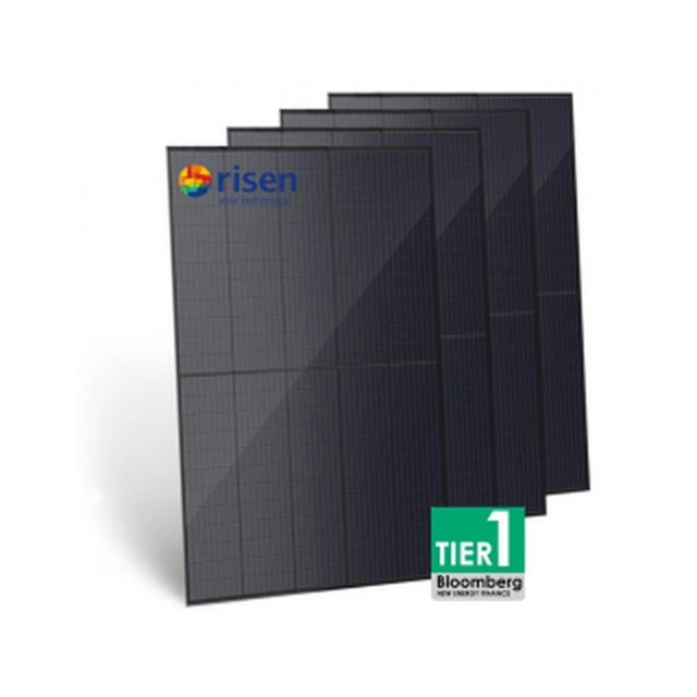 RISEN Tier 1 Solar Panel Mono HalfCut PERC 390Wp, 120 Cells, Black, 4-pack