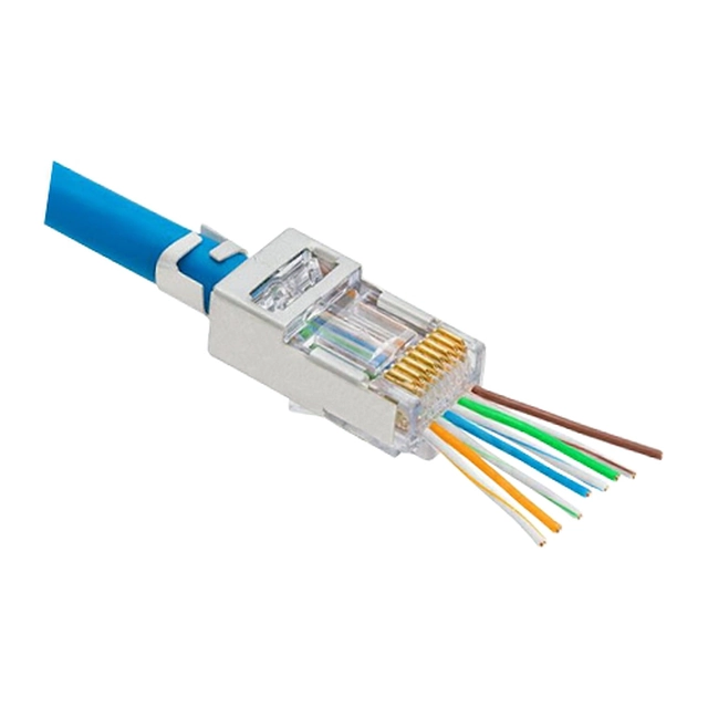 RJ-45 Cat.5e Conector de paso EZ, blindado, 100 uds.RJ45M-CAT5-EZ