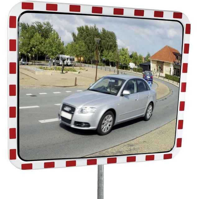 Road mirror, stainless steel, safety glass against frost, 40 x 60 cm