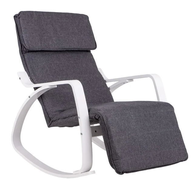 Rocking chair, adjustable footrest, white frame