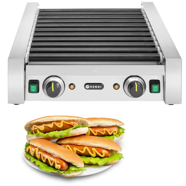 Rolgrillverwarmer voor hotdogs - 11 Hendi broodjes 268704