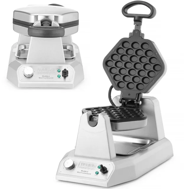 Rotary waffle maker for bubble waffles with removable plates 21 x 16 cm 1200 W