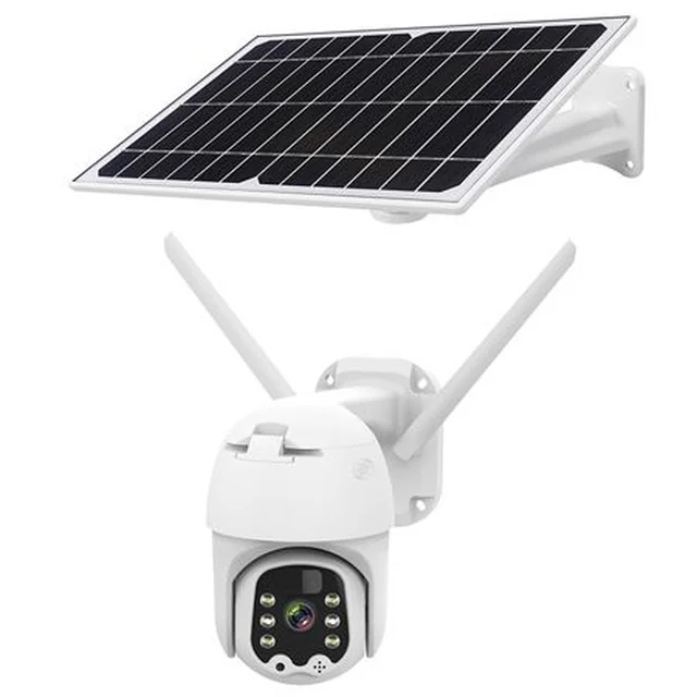 Roterbart kamera med solpanel WiFi 2MP IR 30M Mikrofon Sim-højttaler Kruger&Matz-kort 4G Tilslut C100 - KM2214