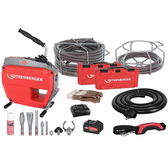 Rothenberger R600 Bezdrôtový odblokovač VarioClean 18 V | 20 - 150 mm | 60 m | Carbon Brushless | 1 x 8 Ah batéria + nabíjačka | v Rocase