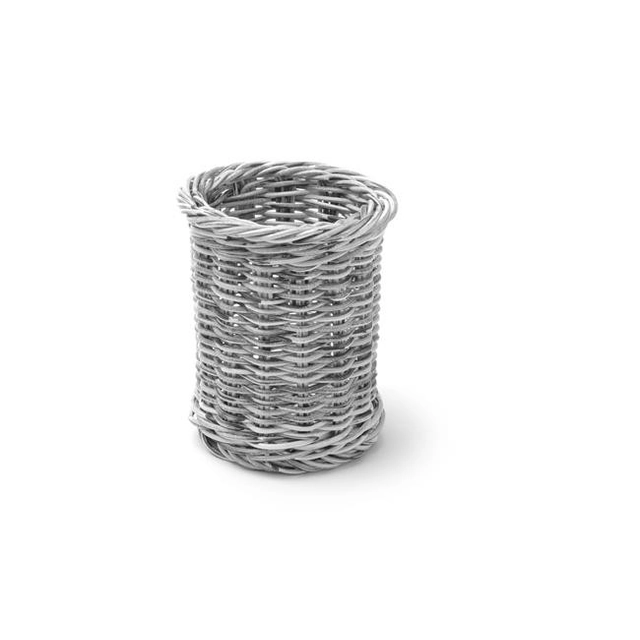 Round gray cutlery basket