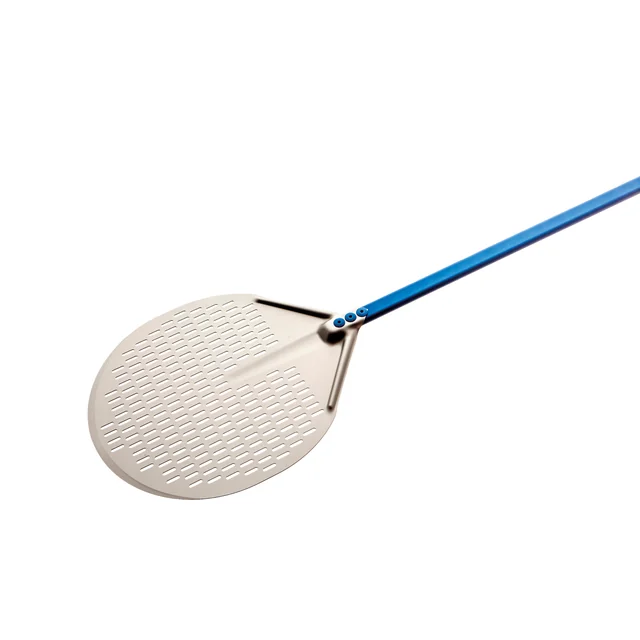 Round pizza peel, perforated - aluminum, length 180 cm