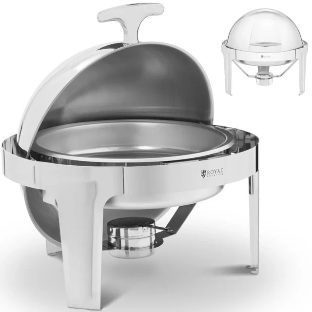 Round table food warmer for paste with rolltop cover 6 l