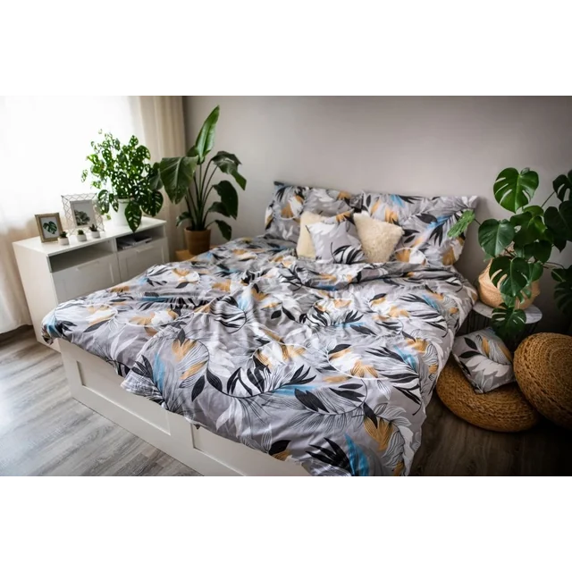 Roupa de cama DITA Silver leafs - algodão, 3-częściowa