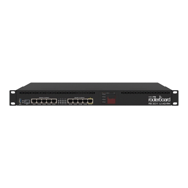 Router 10 x Gigabit, 1 x SFP, 1 x PoE, RouterOS L5, 1U - Mikrotik RB3011UiAS-RM