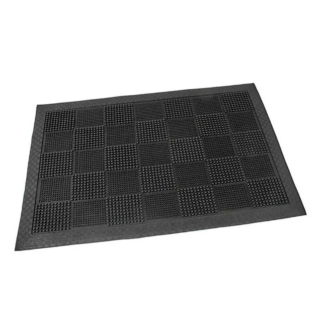 Rubber cleaning outdoor entrance mat Pin Squares, FLOMA - length 40 cm, width 60 cm and height 0.7 cm