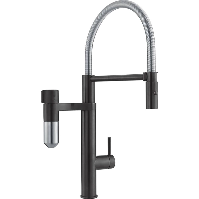 Rubinetto lavabo Franke con filtro, Vital Semi-Pro industriale nero/acciaio inox per acqua filtrata e calda/fredda