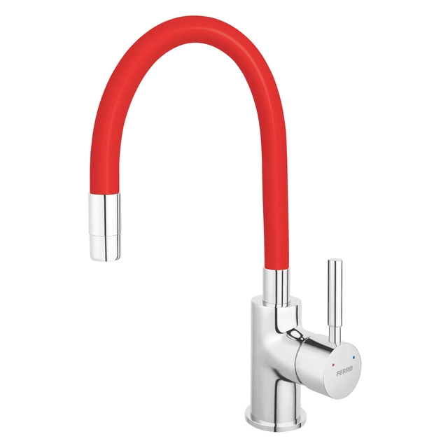 Rubinetto per lavabo Ferro Zumba, rosso, flessibile