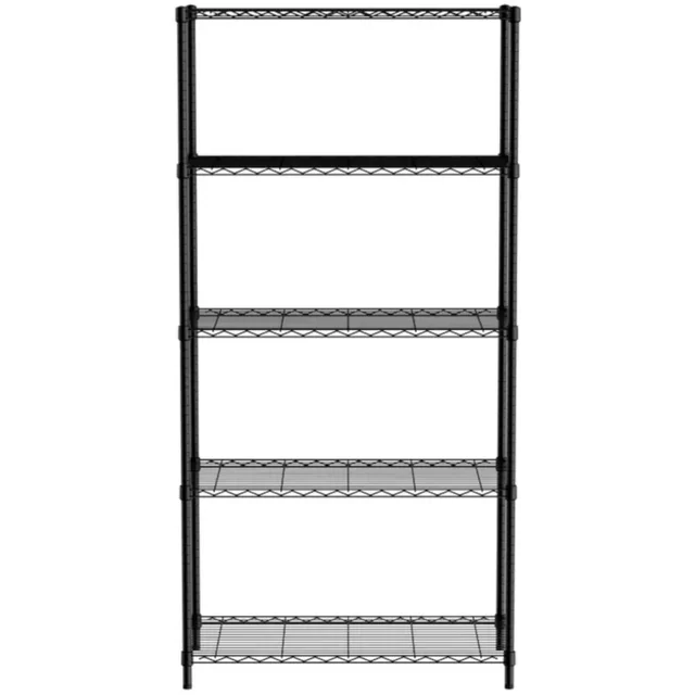 Ruuvitettu säilytysteline 5 mustia hyllyjä 91x45x183 cm - Hendi 812990