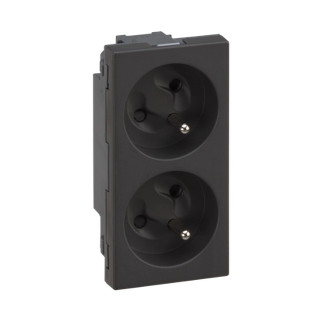 S500 double socket with ground 2x230V ~ 16A; without signaling; screw; gray graphite
