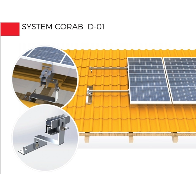 Sada držáků pro solární modul CORAB pro šikmou střechu, tašky D-017