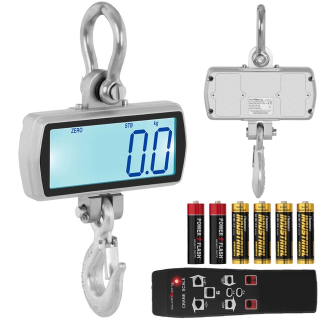 Säilytyskoukkuvaaka kaukosäätimellä suuri LCD-näyttö 500 / 0.1 kg