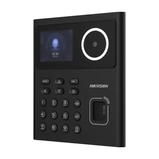 Samostatný terminál pro řízení přístupu s rozpoznáním obličeje, otiskem prstu, kartou MIFARE a PIN, fotoaparátem 2MP, barevný LCD displej 2.4 palce - Hikvision - DS-K1T320MFWX