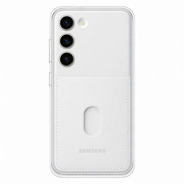 Samsung Galaxy S23 Frame Cover-fodral med utbytbara baksidor, vit