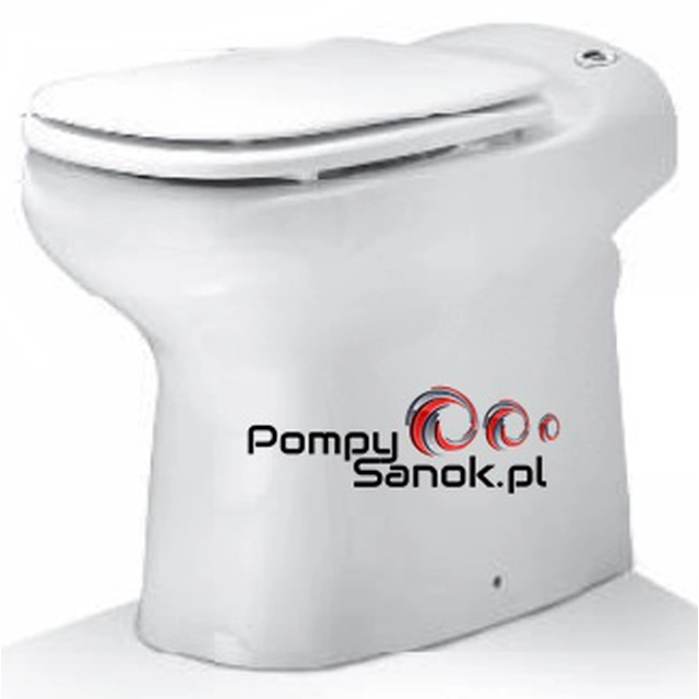 SANICOMPACT ELITE - Ceramic toilet bowl with a seat, without a flush cistern, with a built-in pump-grinder and a pneumatic flushing system.