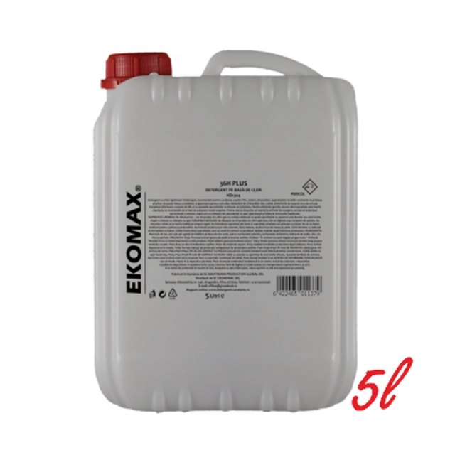 Sanitizing detergent, bleach, based on chlorine - 36h PLUS, 5 liters
