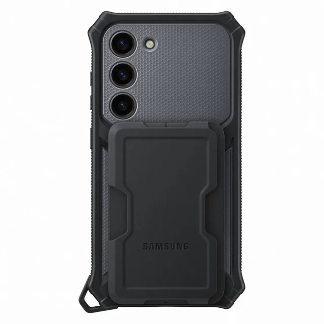 Šarvuotas dangtelis su stovu Samsung Galaxy S23 Rugged Gadget Case pilkos spalvos