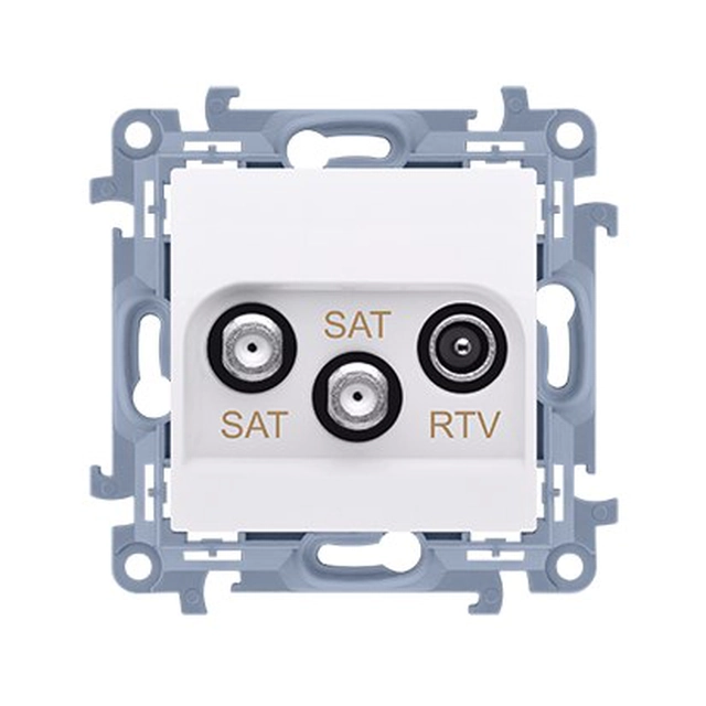 SAT-SAT-RTV dupla műhold antenna aljzat (modul).Tömeg: SAT 1-0.5 dB, SAT 2-1.5 db,RTV-0.5 dB, fehér Simon10
