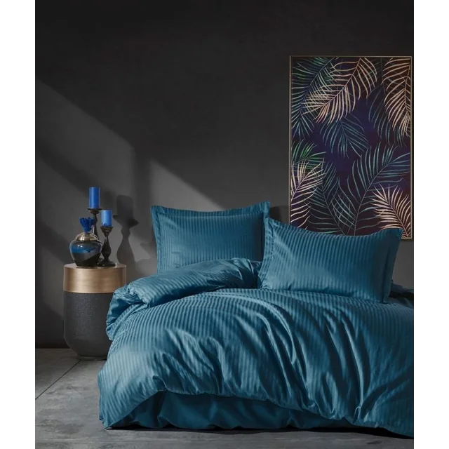 Satin bedding set, 200 x 220 cm, blue