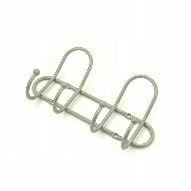 SATIN CHROME CLOTHES HANGER 2 SCREW HOOKS