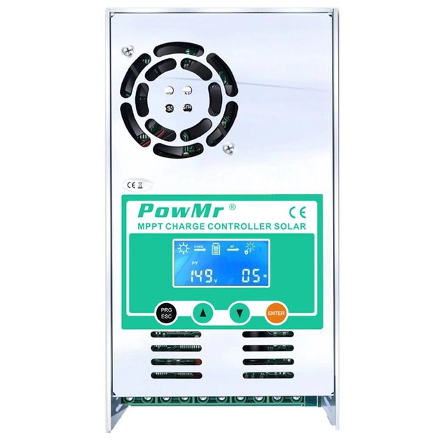 Saulės įkrovimo valdiklis iš PowMr MPPT 60A 12/24/36/48V LCD visoms baterijoms