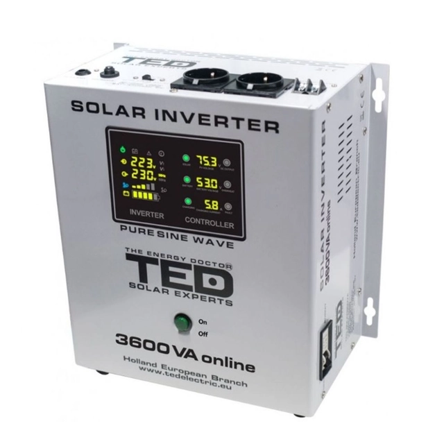 Saules invertors no 48V līdz 230V 5100VA/3500W MPPT sinusoidālais vilnis TED003898