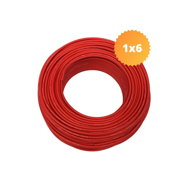 Saules komplekta līdzstrāvas kabelis 6mm2 – 1 m - sarkans