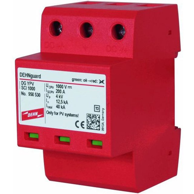 Scaricatore di sovratensione Dehn C Tipo 2 PV 1000V DC 3P 12,5kA 4kV (950530)