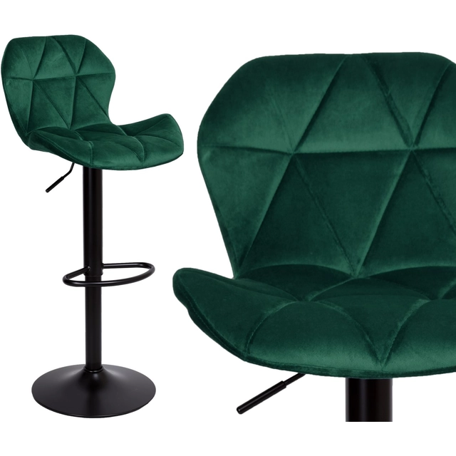 Scaun de bar catifea verde inchis GORDON BLACK