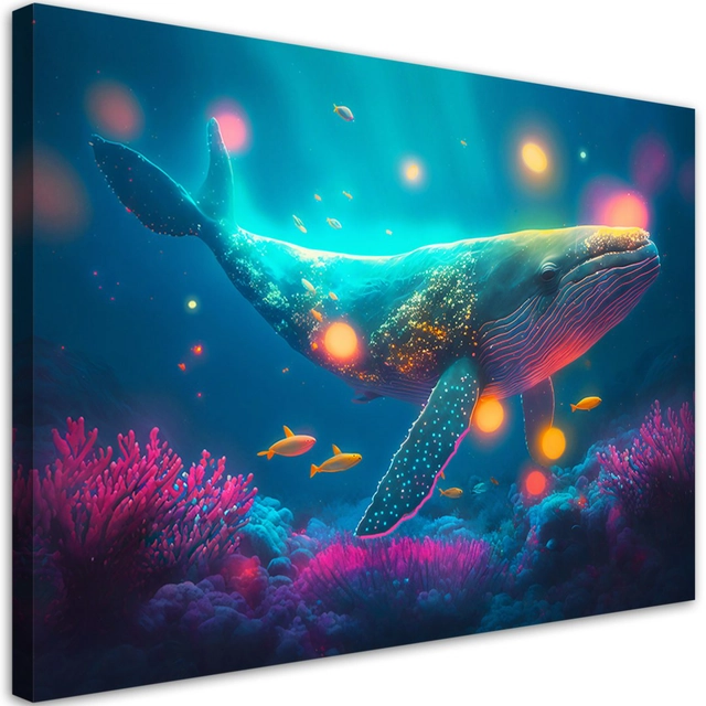 Schilderij op doek, Magische walvis -120x80