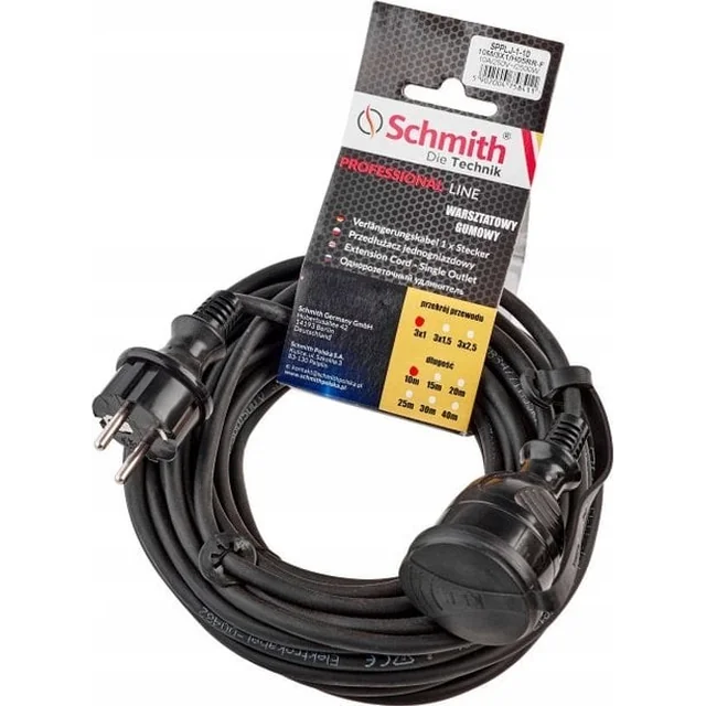 Schmith RUBBER EXTENSION CORD, CABLE 3X2,5MM, 20M, BLACK