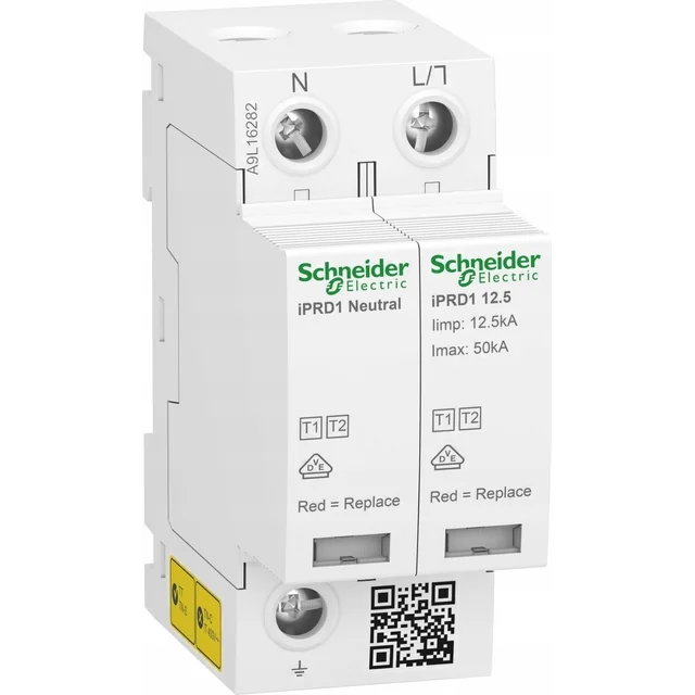 Schneider Electric Ogranicznik przepięć iPRD1 12.5R-T12-1N 1+1-biegunowy T1+T2 B+C 12,5kA ze stykov A9L16282