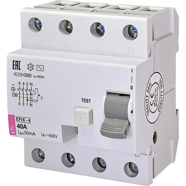 Schneider Electric Viłącznik różnicowoprądowy 4P 40A 0,03 type AC EFI6-P4 AC 40/0.03 002061652