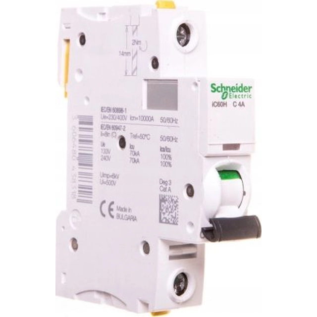 Schneider Electric Wyłącznik nadprądowy 1P C 4A 10kA AC iC60H-C4 (A9F07104)