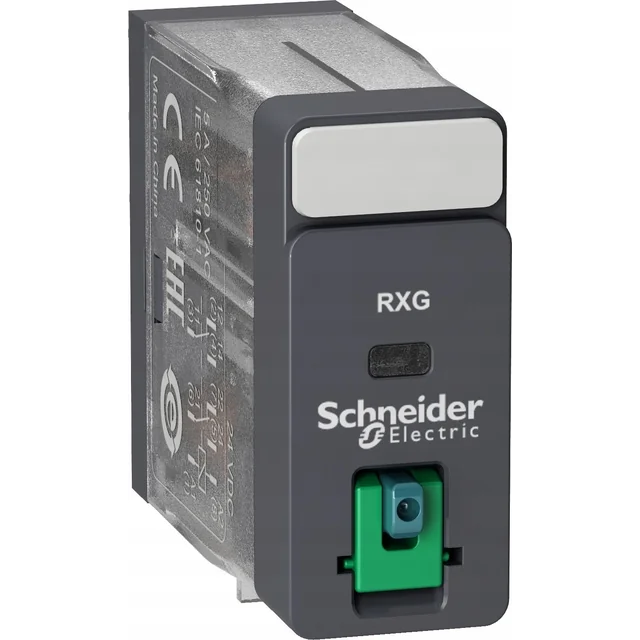 Schneider interfeisa relejs ar testa pogu 24VDC 5A 2c/o RXG21BD