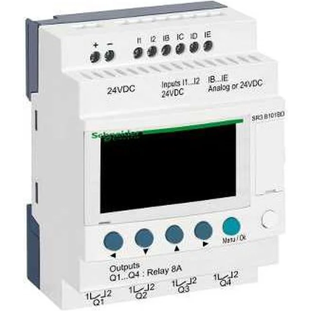 Schneider ZELIO LE programmerbar modul 6we digital 4wy relä 24V DC RTC/LCD (SR3B101BD)