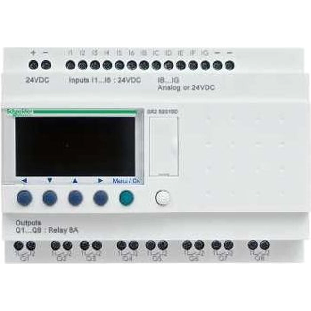 Schneideri programmeeritav relee 12we, 8wy 240V AC RTC/LCD ZELIO LOGIC (SR2B201FU)