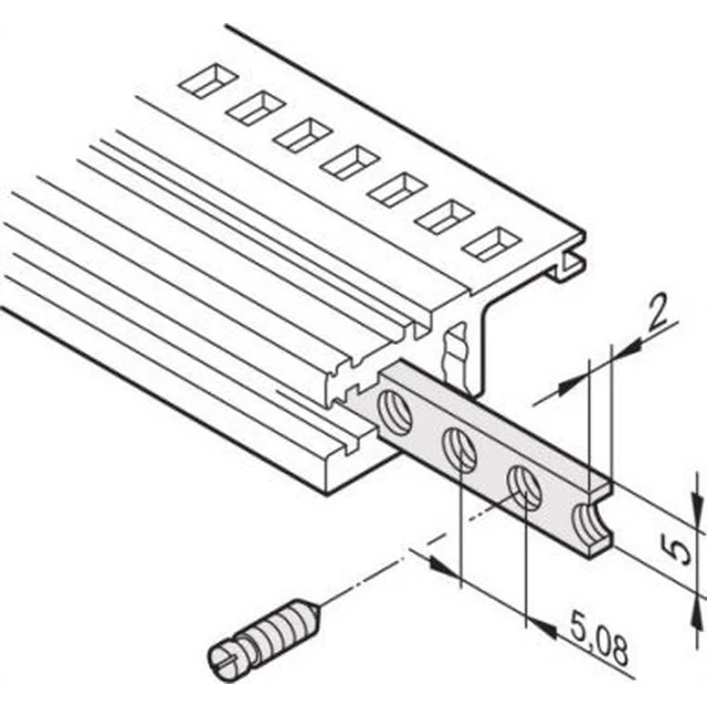 SCHROFF Gängade horisontella SCHROFF-skenor, M2.5, 20 HP