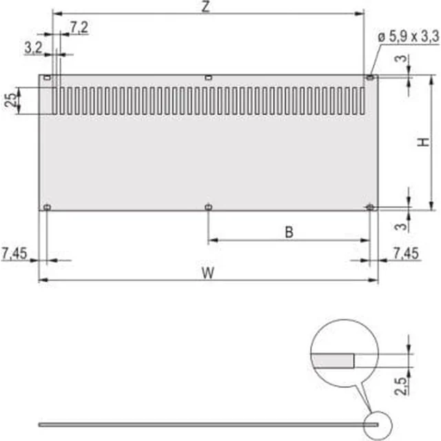 SCHROFF Panou din spate SCHROFF, perforat, neecranat, pentru RatiopacPRO și PropacPRO, 4 HU, 84 HP