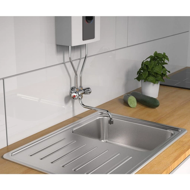 SCHÜTTE Mezclador de lavabo con grifos 2, baja presión, cromo