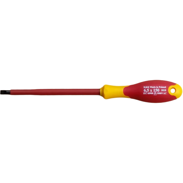 SCREWDRIVE, INSULATED SCREWDRIVE 1000V FOR ELECTRICIANS, FLAT 6.5 x 150
