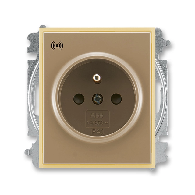 Screwless socket with surge protection, (5589E-A02357 25) (ABB, Element, coffee / ice opal)