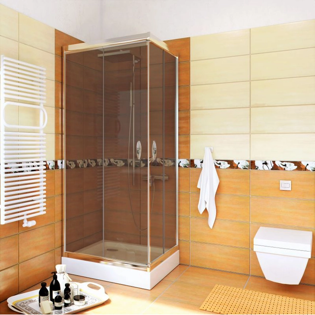Sea-Horse Stylio négyzet alakú zuhanykabin 90x90x190 - grafitüveg - Clean Glass