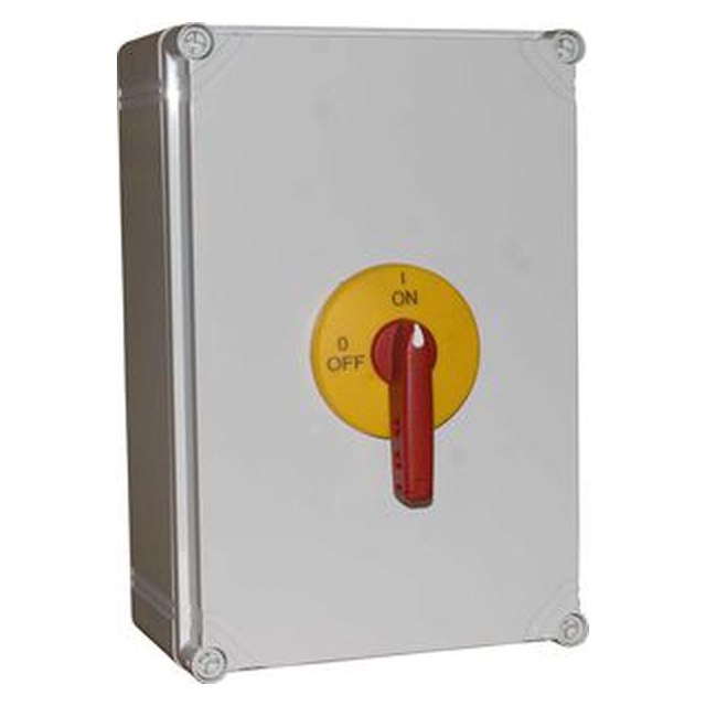 Seccionador Spamel 3P 125A em caixa de policarbonato com frente travada em amarelo-vermelho (RSI-3125OBPZC)